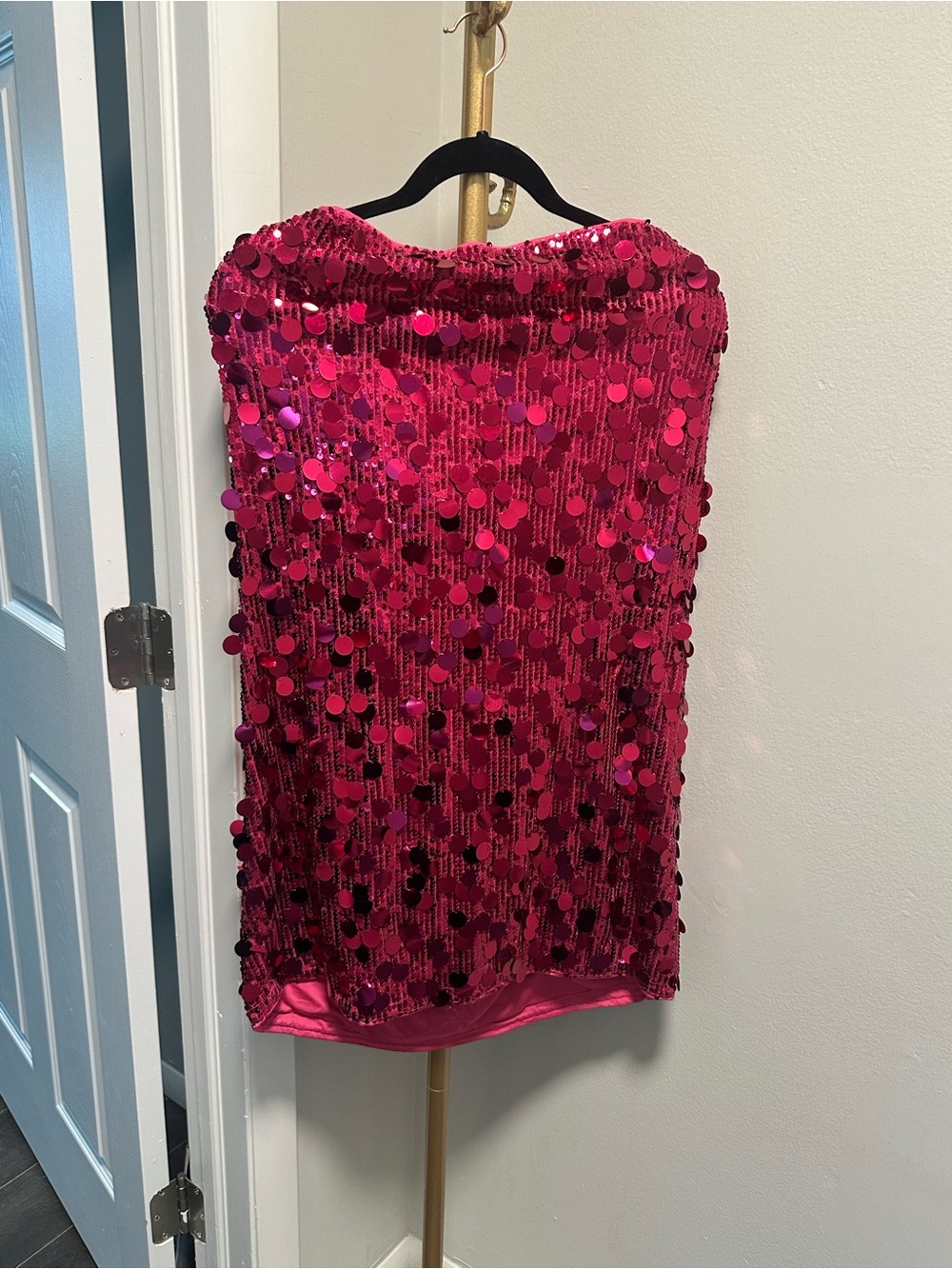 SHEIN Hot Pink Sequin strapless dress
